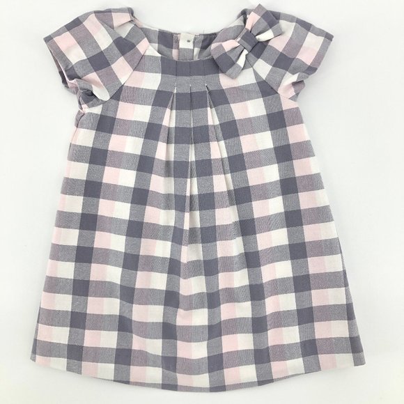 JACADI Baby Girl Pink Buffalo Check Dress - Picture 4 of 8